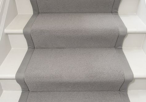 Grey stair runner white stairs White Stairs Grey Runner, Grey Stair Runner, Gray Stair Runner, Basement Staircase, White Stairs, Stairs Ideas, Grey Runner, Stair Remodel, Stair Case