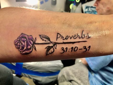 Rose Bible Verse Tattoo, Butterfly And Cross Tattoo, Rose Bible Verse, Bible Verse Tattoo, Bible Verse Tattoos, Verse Tattoos, Rose Butterfly, Purple Tulips, Cross Tattoo