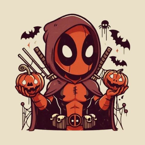 Deadpool Chibi Cute, Marvel Halloween Wallpaper, Deadpool Animated, Deadpool Fanart, Deadpool Halloween, Fun Beauty Products, Deadpool Art, Cricut Stencils, Dead Pool