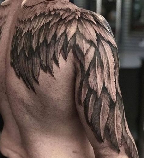 Back and Shoulder Angel Wings Tattoo - Best Back Tattoos For Men: Cool Upper, Middle, Center, Lower, Spine Back Tattoo Ideas and Designs For Guys #tattoos #tattoosforguys #tattoosformen #tattooideas #tattoodesigns #backtattoos #tattoos #tattooideas Open Angel Wings, Wing Tattoo Arm, Best Back Tattoos, Back Tattoos For Men, Angel Back Tattoo, Angel Wing Tattoo, Wing Tattoos On Back, Alas Tattoo, Wing Tattoo Men