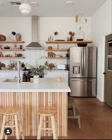 Floating Shelves Above Fridge, Above Fridge Shelves, Shelf Over Fridge, Shelves Above Fridge, Shelf Above Fridge, Above Fridge, Salvaged Door, Kitchen Floating Shelves, Mobile Home Makeovers