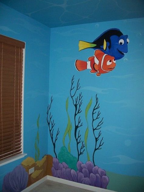 Nemo Mural, Finding Nemo Nursery, Nemo Nursery, Finding Nemo Theme, Finding Nemo Baby, Sea Murals, Nemo Baby, Nursery Ocean, Belle Birthday