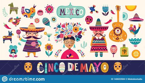 Guitar Flowers, Mexican Symbols, Happy Birthday Animals, Mexican Man, Mexican Pattern, Mexican Holiday, Fish Vector, Mexico Art, Brochure Design Inspiration