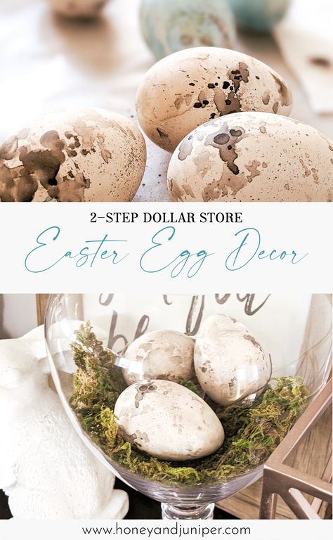 Cheap, easy, and looks gorgeous! Make these DIY Easter eggs yourself in minutes! Perfect for a neutral palette for Spring! Easter Eggs Decor, Easter Natural Decor, Easter Modern Decor, Diy Easter Eggs Ideas, Diy Eggs Easter, Egg Decor, Earthy Easter Decor, Easter Egg Diy, Easter And Spring Decor