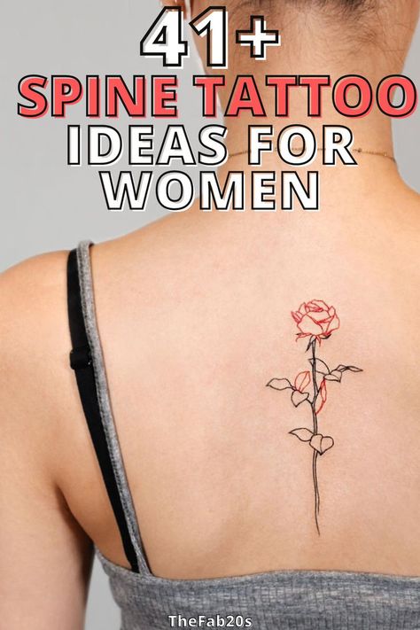 Rose Spine Tattoos For Women, Vertical Tattoo, Spine Tattoos For Women, Spine Tattoo, Spine Tattoos, Elegant Tattoos, Back Tattoos, Minimalist Tattoo, Simple Tattoos