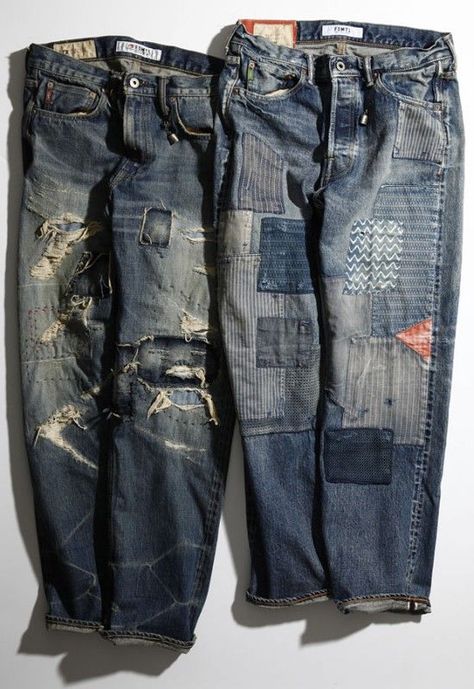 (549) Pinterest Repair Jeans, Denim Repair, Denim Art, Denim Inspiration, Denim Ideas, Patchwork Denim, Patchwork Jeans, Denim Patches, Cooler Look