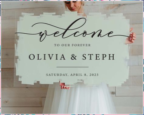 Wedding Welcome Sign - The search is over. You don't have to hunt for it anymore. Just get it from here by clicking on the link. Welcome Sign And Order Of The Day, Acrylic Easel Wedding, Wedding Welcome Signs Acrylic, Entrance Wedding Sign, Sage Wedding Sign, Wedding Entrance Sign Acrylic, Wedding Signs For Reception Acrylic, Acrylic Signs For Wedding, Clear Wedding Signs