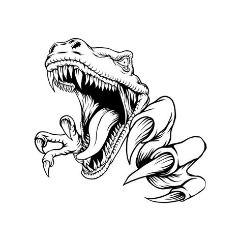 Dino Reference, Rex Tattoo, Dino Cookies, Screaming Drawing, Claw Tattoo, T Rex Skull, Flash Ideas, T-rex Svg, Dinosaur Tattoos