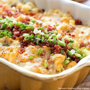 Chicken Bacon Ranch Potato Casserole - melissassouthernstylekitchen.com Bacon Ranch Potato Casserole, Ranch Potato Casserole, Potatoes Casserole, Bacon Ranch Potatoes, Ranch Potatoes, Chicken Bacon Ranch Casserole, Ranch Recipe, Best Casseroles, Potatoe Casserole Recipes