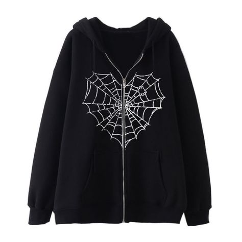 PRICES MAY VARY. 100% Polyester Imported Zipper closure Please order one or two sizes up if you want it a baggy oversized look or loose fitting feeling. [ Y2K Zip Up Hoodie ] - Super cool goth emo hoodie with spider web graphic printed on the front, Y2K streetwear alt clothing for fahion men and women. Prefect outerwear for Halloween or party to show your way and be yourself ! Great for matched with cool Y2K clothes and accessiores. [ Fall Winter Hoodie ] - Casual long sleeve zip up hoodie y2k, Mode Emo, Oversized Streetwear, Women's Hoodies, Zippered Sweater, Hooded Cardigan, Oversized Jacket, Women Hoodies Sweatshirts, Spider Web, Clothing Patterns