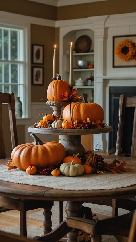 “Festive and Fun: 15 Thanksgiving Decor Ideas for Your Fall Celebration” - TecArticles Dining Room Autumn Decor, Fall Theme Fireplace, Creative Thanksgiving Ideas, Thanksgiving Living Room Decorations, Modern Farmhouse Fall Decor, Thanksgiving Centerpieces Diy, Luxury Mediterranean Homes, Thanksgiving Home Decorations, Candle Table Centerpieces