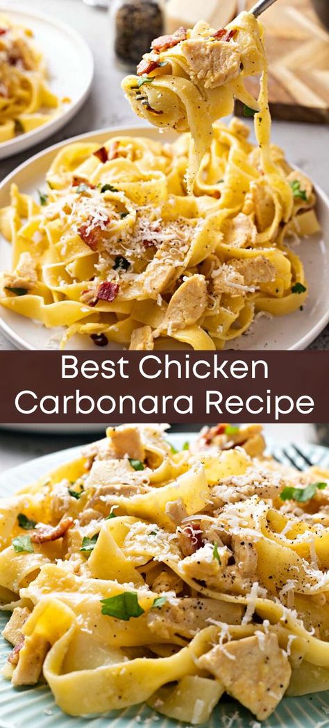 Best Chicken Carbonara, Taste Of Home Fettuccine Carbonara, Hot Chicken Pasta Recipes, Cabanara Pasta Recipe Chicken Carbonara, Instapot Chicken Carbonara, Chicken Carbanerra Pasta, Carabas Recipes Copycat Pasta, Best Chicken Carbonara Recipe, Cabinarra Pasta