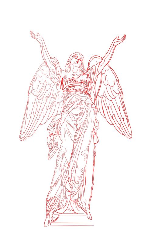 Angel Statues Tattoo, Angel Statue Drawing, Angel Statue Tattoo, Angel Tattoo Stencils, Angel Stencil, Butterfly Sketch, Small Forearm Tattoos, Statue Tattoo, Greek Mythology Tattoos