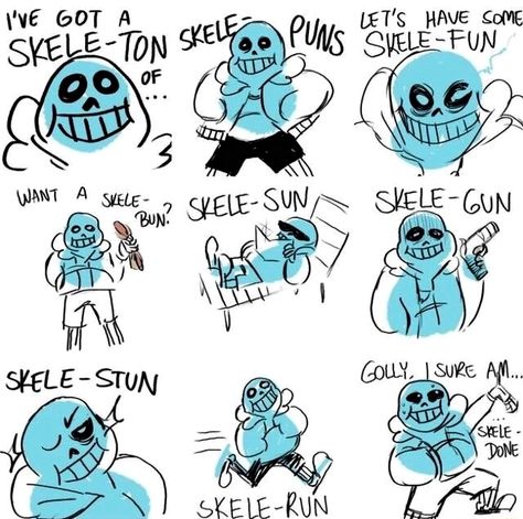 Skeleton puns with Sans Undertale Puns, Gaster Blaster, Sans Puns, Funny Undertale, Chill Art, Undertale Comic Funny, Undertale Memes, Undertale Sans, Undertale Funny