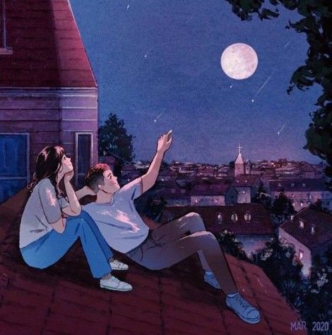 Anime Trendy Couple look at the moon Sonu Nigam, Look At The Moon, Teachable Moments, Cute Love Wallpapers, Cute Couple Drawings, Cartoons Love, Couple Illustration, Cute Couple Wallpaper, Cute Couple Cartoon