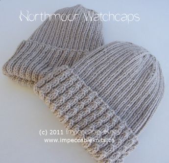 Complimentary Pattern from Impeccable Knits - Northmoor Watchcaps Knitted Mittens, Yarn Hats, Crochet Knit Hat, How To Purl Knit, Crochet Diy, Hat Knitting Patterns, Knitting Accessories, Knit Or Crochet, Loom Knitting