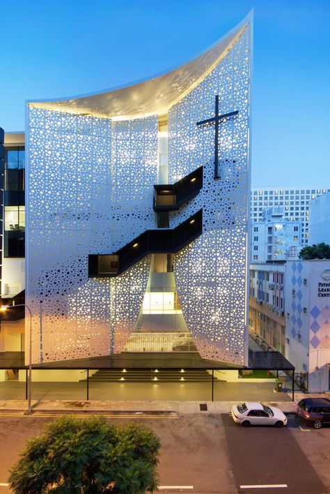 Laud Architects - Project - Singapore Life Church Church Design Architecture, Singapore Architecture, Church Building Design, Metal Facade, Modern Church, Sacred Architecture, Religious Architecture, Church Architecture, Church Building