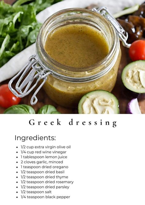 Greek Salad Dressing Recipe, Homemade Greek Dressing, Best Greek Salad, Easy Salad Dressing Recipes, Greek Vinaigrette, Salad Dressing Recipes Healthy, Greek Dressing, Greek Salad Dressing, Greek Salad Recipes