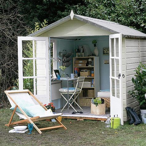 Dreamy Garden Sheds. Forget the man cave, it's all about the She-Shed! Fixer Upper Farmhouse, Office Shed, Shed Office, Art Shed, Studio Shed, Cheap Sheds, Build A Playhouse, Shed Plan, Backyard Office