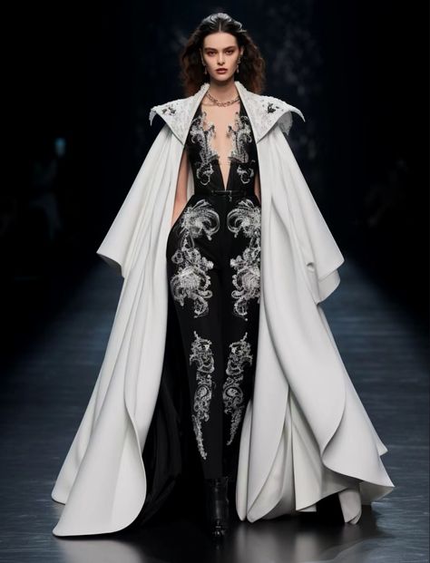 Fantasy Villain Outfit, Cape Runway, Mideval Dress, Star Wars Fashion, Runway Fashion Couture, Glam Outfit, Fantasy Gowns, Dreamy Dress, Fashion Inspiration Design