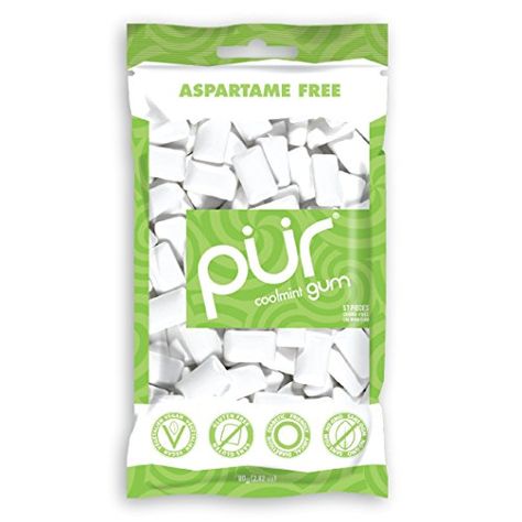 PUR Gum Coolmint Aspartame Free, 57 Pieces (2.8 Ounce Bag... https://www.amazon.ca/dp/B00JBWHJ5C/ref=cm_sw_r_pi_dp_x_ynDlyb10XC2TE Gum Spearmint, Chewing Gum Benefits, Chewing Gum Brands, Spearmint Gum, Mint Gum, Sugar Free Gum, Sugar Free Candy, Organic Snacks, Sugar Free Vegan