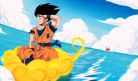 Goku Flying, Flying Nimbus, Goku Art, Goku Pics, Popular Manga, Dragon Ball Image, Anime Titles, Dragon Balls, Goku Black