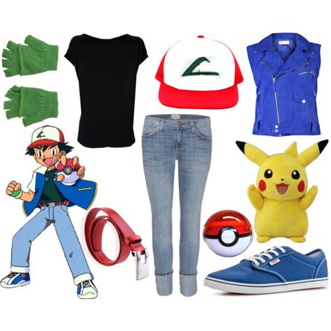 I've been looking at Pokememes all day.... Ash Cosplay Pokemon, Ash Ketchum Costume Women, Ash Catchem Costume, Ash Pokemon Costume Women, Pikachu Costume Diy, Ash Pokemon Costume, Snorlax Costume, Team Rocket Costume, Ash Ketchum Costume