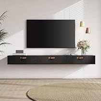 Wooden Media Console, Wall Mounted Media Console, Floating Tv Shelf, Tv Stand Set, Shelf For Living Room, Tv Stand Designs, Floating Tv Stand, Floating Tv, Tv Shelf