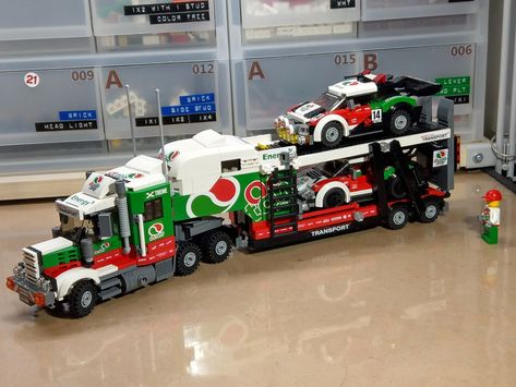 Lego MOC Octan Racing Team. Car rtansporter. | 1103 S.p.A | Flickr Lego City Truck, Lego Hobby, Lego Wheels, Lego City Police, Table Birthday, Cake Table Birthday, Lego Vehicles, Lego Truck, Construction Lego