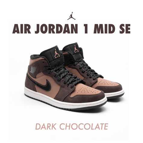 INSTORE FIRST - The Nike Air Jordan 1 Mid SE 'Dark Chocolate' in EU 41-46 is now available instore & remaining pairs online next week. No calls or messages please - just come by! One pair / customer and we have a special anti reseller beeper at the door 🚨 😘 . . . . #nikeairjordan1 #jordan1 #aj1 #jumpman #nikeairjordan1 #airjordan #jordanbrand Earth Tone Shoes, Jordan 1 Mids, Nike Jordan 1 Mid, Jordan Ones, Air Jordan 1 Mid Se, Nike Air Jordan 1 Mid, Shoes Too Big, At The Door, Nike Air Jordan 1