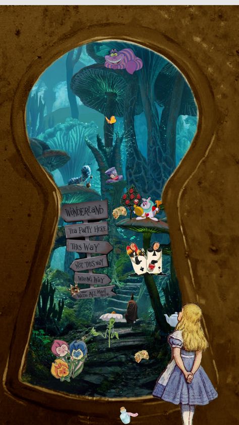 Alice In Wonderland Artwork, Wonderland Artwork, Alice In Wonderland Aesthetic, الفن الرقمي, Images Disney, Arte Van Gogh, Disney Collage, Old Disney, Pinturas Disney