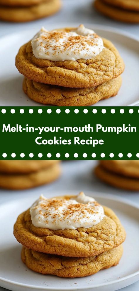 Craving cookies recipes? Try this Melt-in-your-mouth Pumpkin Cookies Recipe! These pumpkin cookies are an easy cookies recipe, perfect for satisfying pumpkin cravings in your lunch ideas or as a treat in dinner recipes. Homemade Pumpkin Cookies Easy, Organic Pumpkin Cookies, Sour Cream Pumpkin Cookies, Pumpkin Cookies With Maple Icing, Molasses Pumpkin Cookies, Pumpkin Quickies Cookies, Cookies Recipes Pumpkin, Melt In Your Mouth Pumpkin Cookies, Pumpkin Puree Cookies Easy