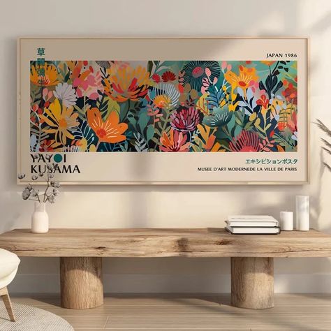 Painting Houses On Canvas, Yayoi Kasuma, Artist Office, Kusama Yayoi, Yayoi Kusama Art, Panoramic Painting, Panoramic Art, Panoramic Wall Art, Eclectic Wall Art