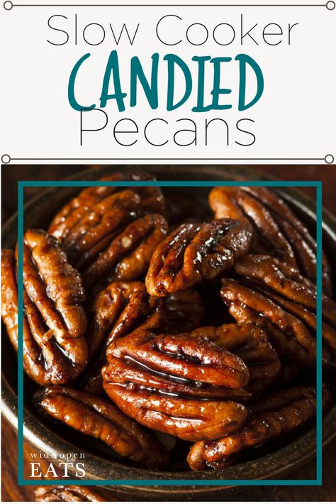 Candied Pecans Belly Full, Candied Pecans In Crockpot, The Best Candied Pecans, Roasted Pecan Recipes, Holiday Pecans Recipe, Coated Pecans Recipe, Easy Sugared Pecans, Christmas Pecans Recipes, Pecan Treats Holidays