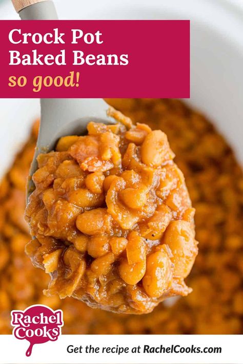 The perfect blend of tangy and sweet, these crock pot baked beans are perfect for any BBQ or party! They'll stay warm all evening, but they'll disappear quickly! Homemade Baked Beans Recipe, Simple Baked Beans Recipe, Beans Baked, Baked Beans Crock Pot, Slow Cooker Baked Beans, Best Baked Beans, Burger Side Dishes, Easy Baked Beans, Baked Beans Recipe