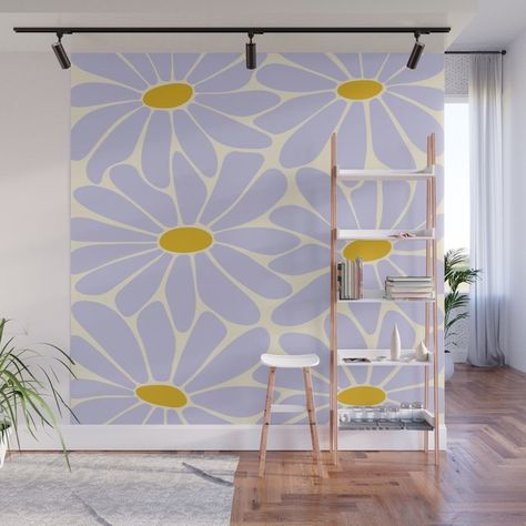 With our Wall Murals, you can cover an entire wall with a rad design - just line up the panels and stick them on. They're easy to peel off too, leaving no sticky residue behind. With crisp, vibrant colors and images, this stunning wall decor lets you create an amazing permanent or temporary space. Available in two floor-to-ceiling sizes.      - Size in feet: 8' Mural comes with four 2'(W) x 8'(H) panels   - Size in feet: 12' Mural comes with six 2' x 8' panels   - Printed on self-adhesive woven Yellow Mural, Yellow Wall Mural, Lilac And Yellow, Big Daisy, Yellow Wall, Rental House, Mural Wall, Yellow Walls, Blank Walls