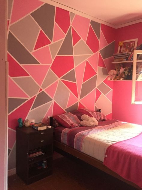 Pink Paint Room Ideas, Painting Ideas On Walls Bedrooms, Paint Room Ideas, Ideas Para Pintar Cuartos, Painted Wall Design, Bedroom Paint Design, Girls Room Paint, Luxury Kids Bedroom, Girl Apartment Decor