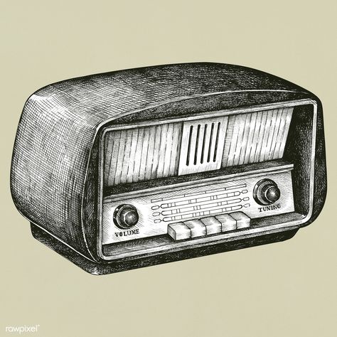 Hand drawn retro wooden radio | premium image by rawpixel.com Old Radio Drawing, Radio Illustration, Radio Drawing, Musical Illustration, Speaker Illustration, Radio Icon, Old Radio, Retro Radios, Conversational Prints