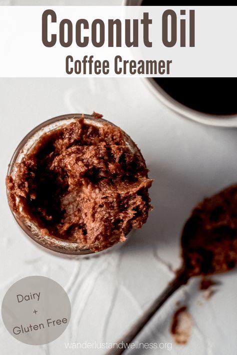 A creamy gluten-free and dairy-free mocha coconut oil coffee creamer - just four simple ingredients. #dairyfreecoffeecreamer #glutenfree #homemadecoffeecreamer Coconut Oil Coffee Creamer, Healthier Drinks, Healthy Coffee Creamer, Diy Coffee Creamer, Dairy Free Coffee Creamer, Coconut Oil Coffee Recipe, Coffee Creations, Coffee Syrups, Grinding Coffee Beans