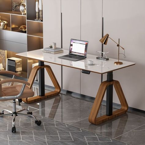 Dual Motor Adjustable Height Live Edge Wooden Triangular Base Standing Desk
-Enjoy Smart Life
-Standing Desk Manufacturer, Support Wholesale Modern Adjustable Desk, Mid Century Modern Standing Desk, Adjustable Office Desk, Standup Desk Home Office Ideas, Home Office Standing Desk Ideas, Stylish Standing Desk, Standing Desk Setup, Furniture Design Concept, Standing Desk Ideas