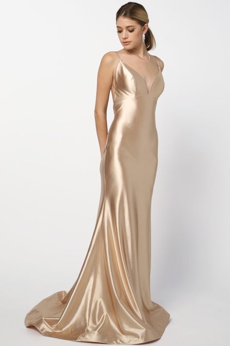 C116 ( by BABYFOX ) Gold Silk Dress, Heather Wedding, Satin Silk Dress, Prom Dress Inspo, Satin Fashion, Silk Satin Dress, Celestial Wedding, Classy Prom Dresses, Satin Dress Long