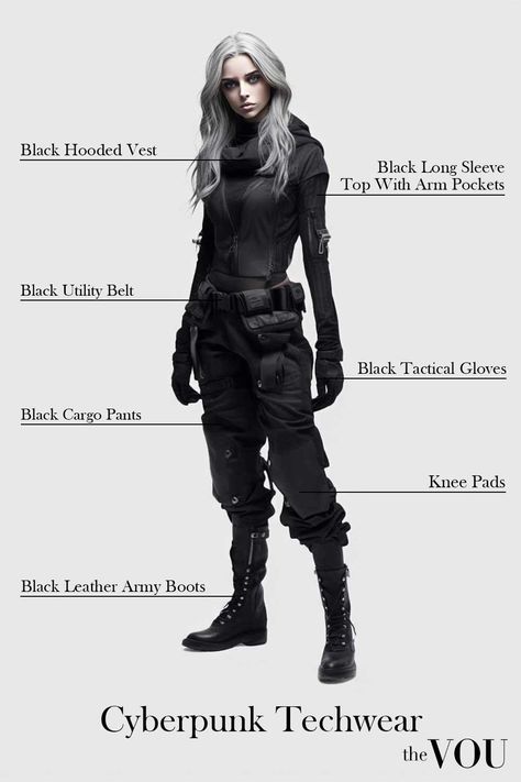 Industrial Goth Fashion, Cyberpunk Fashion Futuristic Clothing, Cyberpunk Outfit Ideas, Cyberpunk Outfit Aesthetic, Cyberpunk Aesthetic Fashion, Tech Goth, Cyberpunk Style Outfit, Tech Wear Women, Cyberpunk Outfit Women