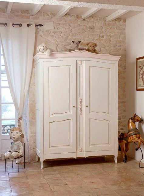 Girls Bedroom Teal, French Nursery Decor, Country Bedroom Furniture, French Provincial Decor, Shabby Furniture, Closet Door Makeover, Bedroom Closet Design, Wardrobe Furniture