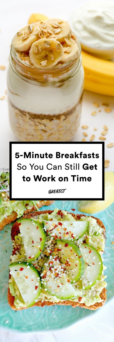 5 Minute Breakfast Recipes, 5 Minute Breakfast Ideas, 5 Minute Breakfast, Fast Food Breakfast, Fast Easy Meals, Breakfast On The Go, Vegetarian Breakfast, Breakfast Smoothies, Perfect Breakfast