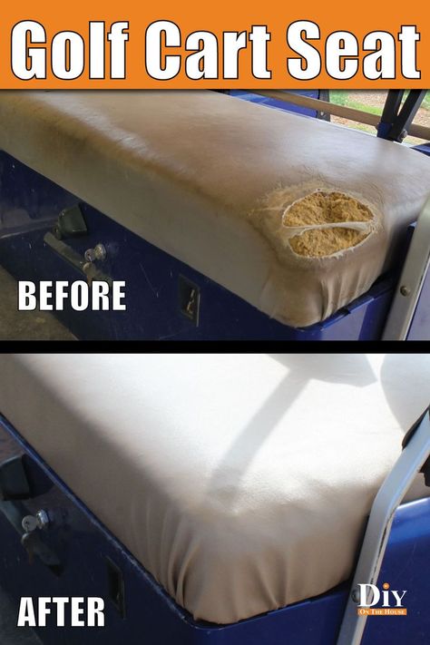 Diy Golf Cart Seat Covers, Golf Cart Restoration, Ezgo Golf Cart Ideas, Golf Cart Graphics, Golf Cart Repair, Wood Bench Seat, Golf Cart Bodies, Golf Cart Covers, How To Paint Camo