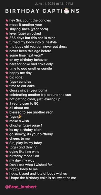 ★ the best and cutest birthday captions to use on your big day Birthday Picture Captions Instagram, Lowkey Birthday Captions, 20s Birthday Caption, Pretty Instagram Captions, Instagram Captions Birthdays, 15 Birthday Captions, Birthday Wishes Caption, 15th Birthday Captions, Birthday Captions Instagram For Yourself