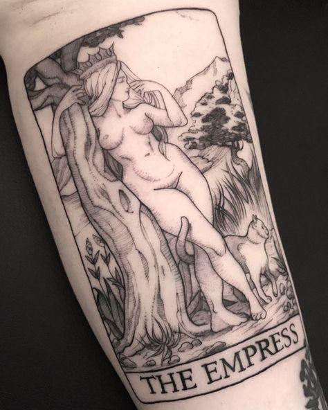 The empress on my dear Ashley, based on the Alchemical deck. She’ll be the negative space of a bigger, blacked out arm project. Thank you 🖤… Lesbian Tarot Card Tattoo, Tarot Card Tattoo The Lovers, The Lovers Tarot Tattoo, The Lovers Tarot Card Tattoo, The Lovers Tattoo, Miss Jessie, Diego Sanchez, Tarot Card Tattoo, Tarot Tattoo