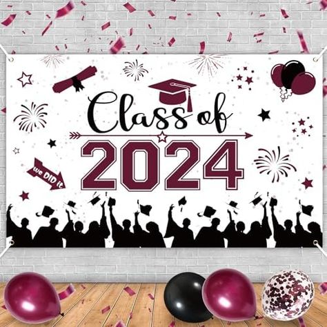 2024 Graduation Backdrop Banner, 70" x 42" Burgundy Graduation Banner Class of 2024 Maroon Polyester Graduation Banner for 2024 High School and College Graduation Party Decorations Photo Booth Props College Banners, College Banner, College Graduation Party Decorations, College Graduation Party, Graduation Backdrop, Graduation Party Decorations, College Graduation Parties, Graduation Banner, 2024 Graduation