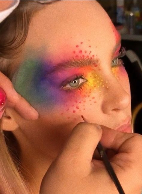 Disney Eye Makeup, Festival Face Paint, Carnival Makeup, Pride Makeup, Face Paint Makeup, Rave Makeup, Kids Face Paint, Rainbow Makeup, Male Makeup