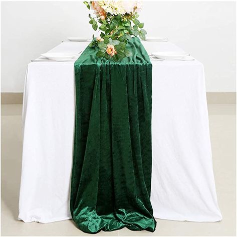 Velvet Table Runner, Theme Bapteme, Thanksgiving Party Decor, Velvet Table, Wedding Runner, Green Table Runner, Thanksgiving Table Runner, Aisle Runner Wedding, Banquet Decorations